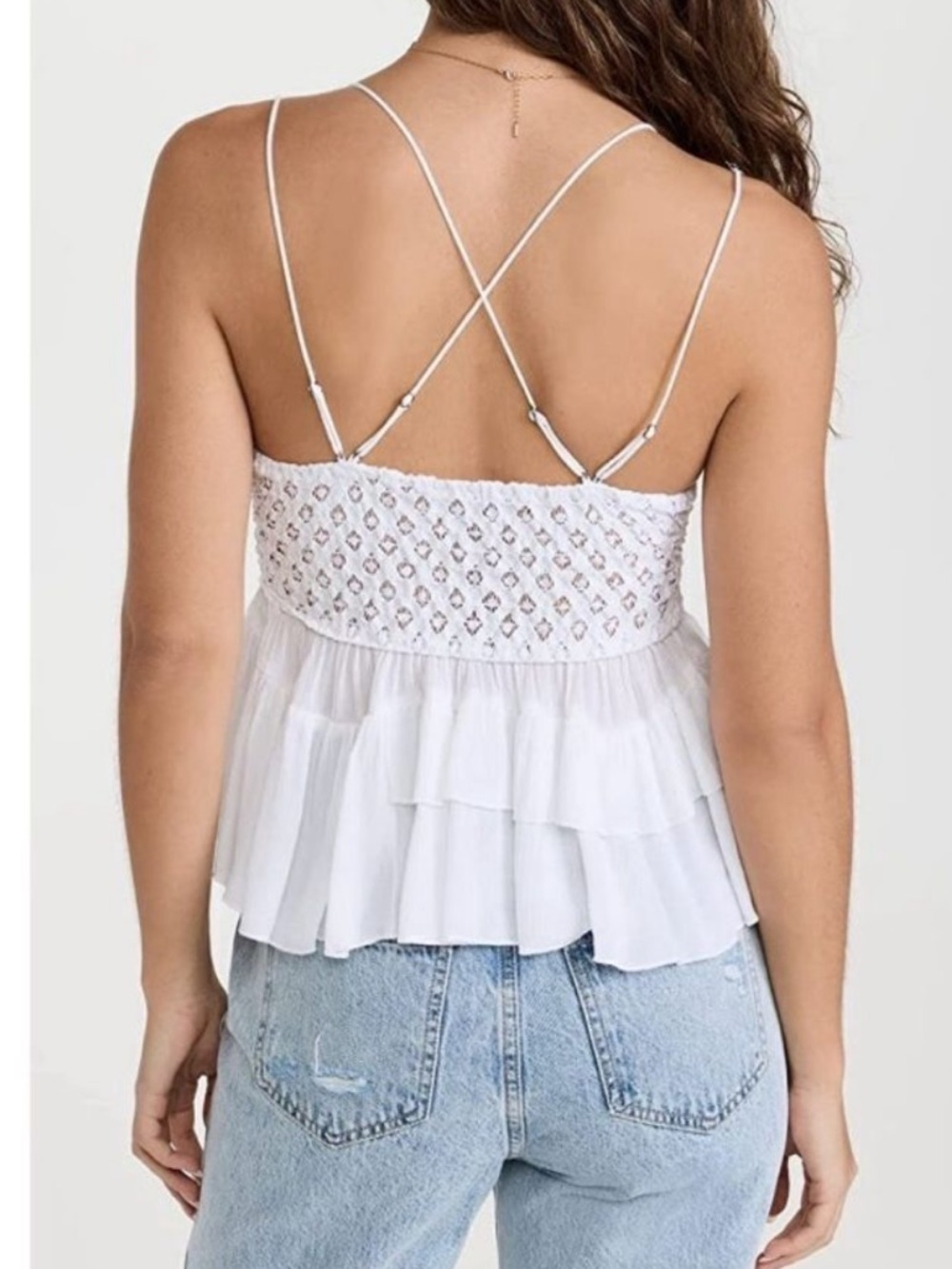 Free People White Crochet Lace Ruffled Cami - Picture 3 of 9